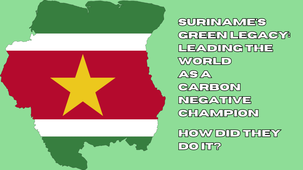 Suriname's map outline represented as their country's flag depiction emphasizing on How Suriname Become Carbon-Negative.